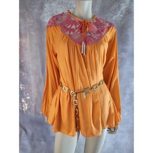 DAVID NWT orange bohemian blouse sz M